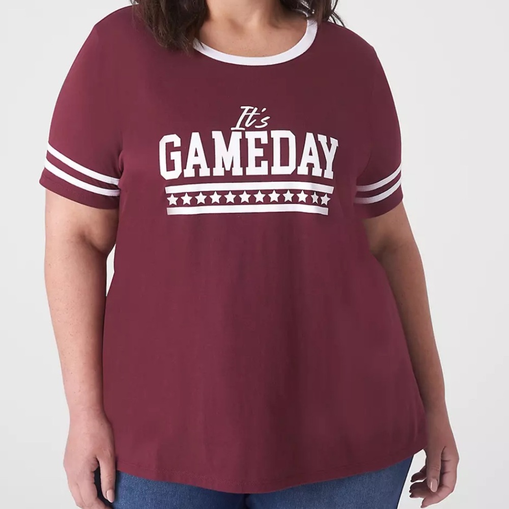 Lane Bryant Classic Short-Sleeve Crew-Neck It's Game Day Graphic Tee